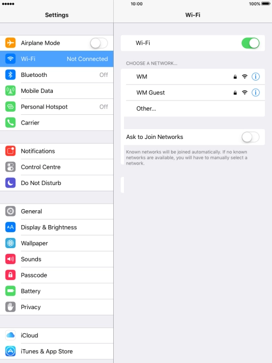 Press the required Wi-Fi network and key in the password for the Wi-Fi network.