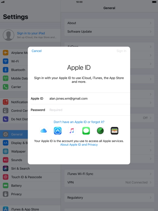 Press the field next to 