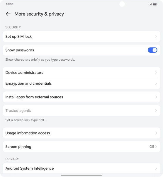 Press Set up SIM lock.