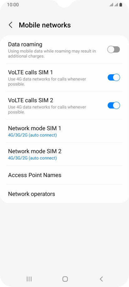 Press Network mode ‹SIM› .