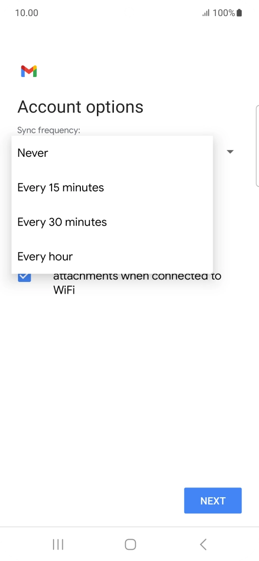 Press the required setting.