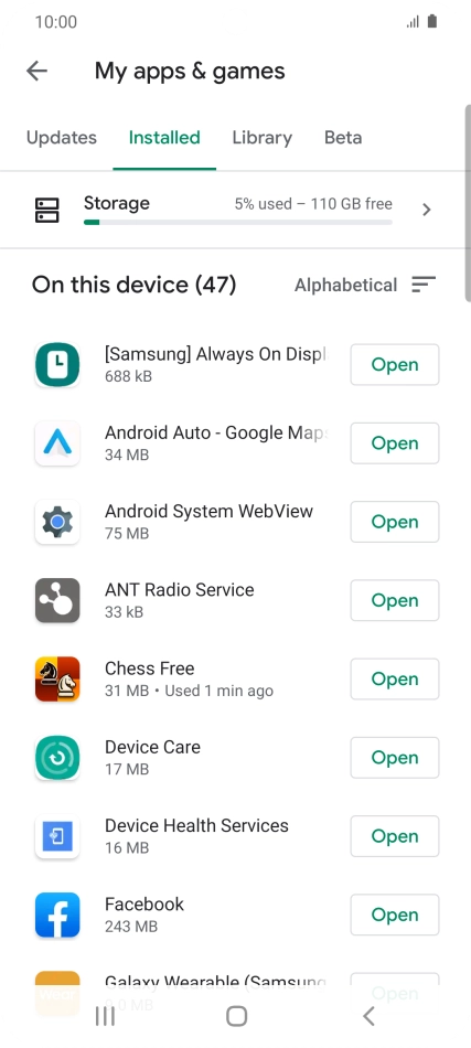 Press the required app.