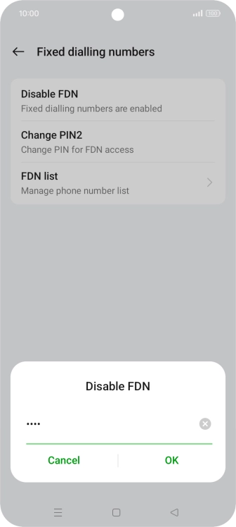 Key in your PIN2 and press OK. The default PIN2 is 0000.