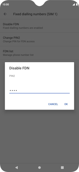 Key in your PIN2 and press OK. The default PIN2 is 0000.