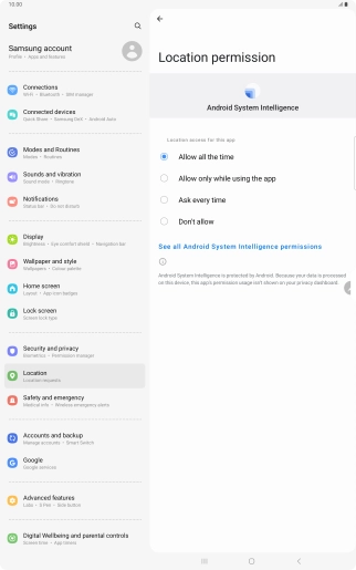 Press the required setting.