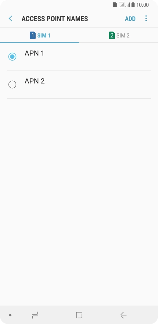 Press the field next to the data connection to activate it.