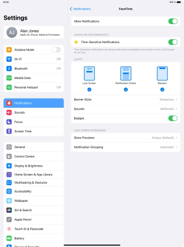 Press the indicator next to 
