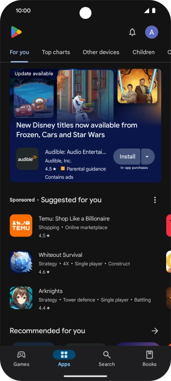 Press the profile icon.
