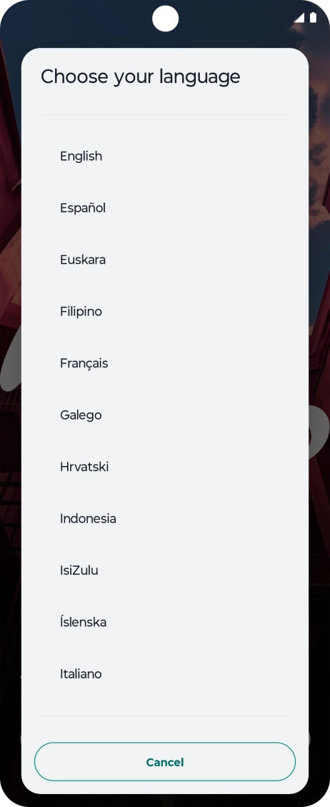 Press the required language.