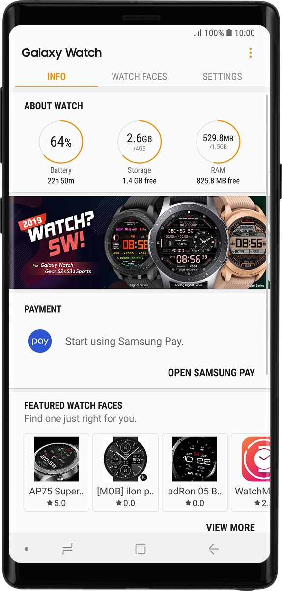 On your phone: When this screen is displayed, your smartwatch is activated and synchronised with your phone.
