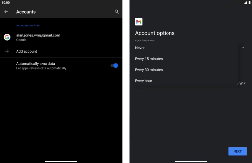 Press the required setting.