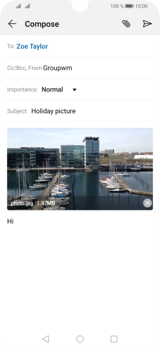 Press the send icon when you've finished your email.