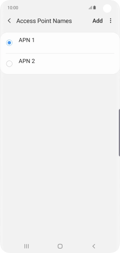 Press the field next to the data connection to activate it.