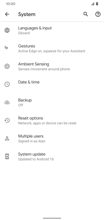 Press System update. If a new software version is available, it's displayed. Follow the instructions on the screen to update the phone software.
