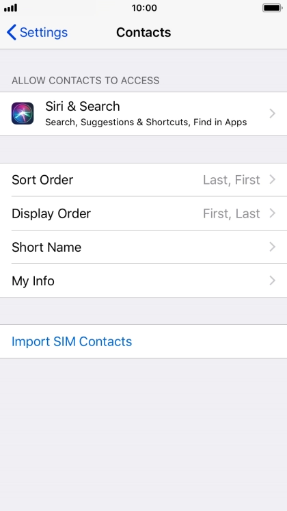 Press Import SIM Contacts.