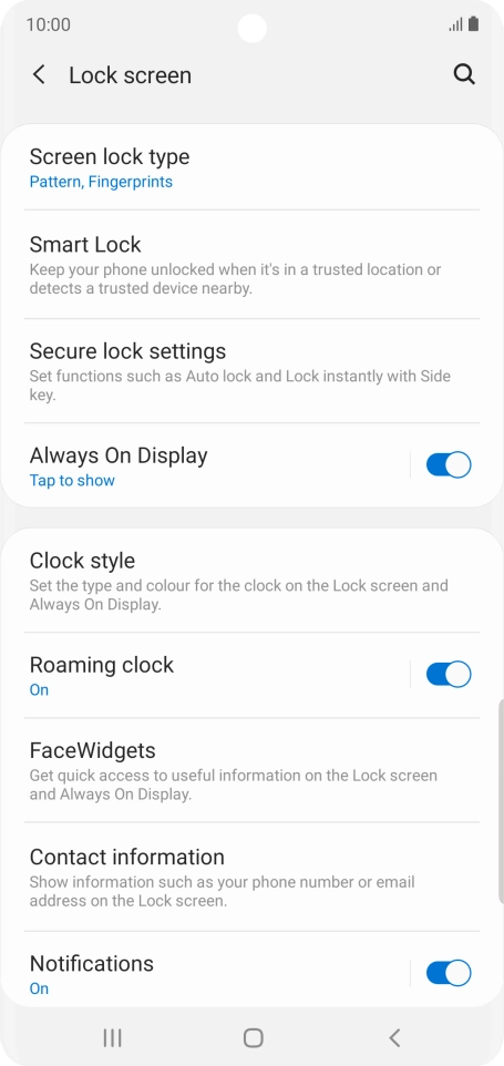Press Screen lock type and key in the current phone lock code.
