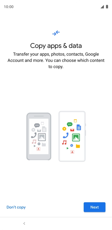 You can transfer the contents of another phone to your phone when it's activated for the first time and after a factory reset. When this screen is displayed, your phone is ready to transfer contents from another phone.