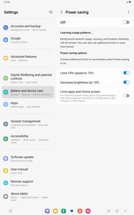 Press the indicators next to the required settings.