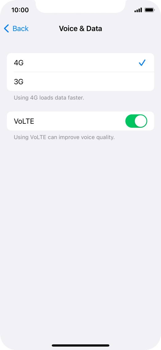 Press the required network mode.