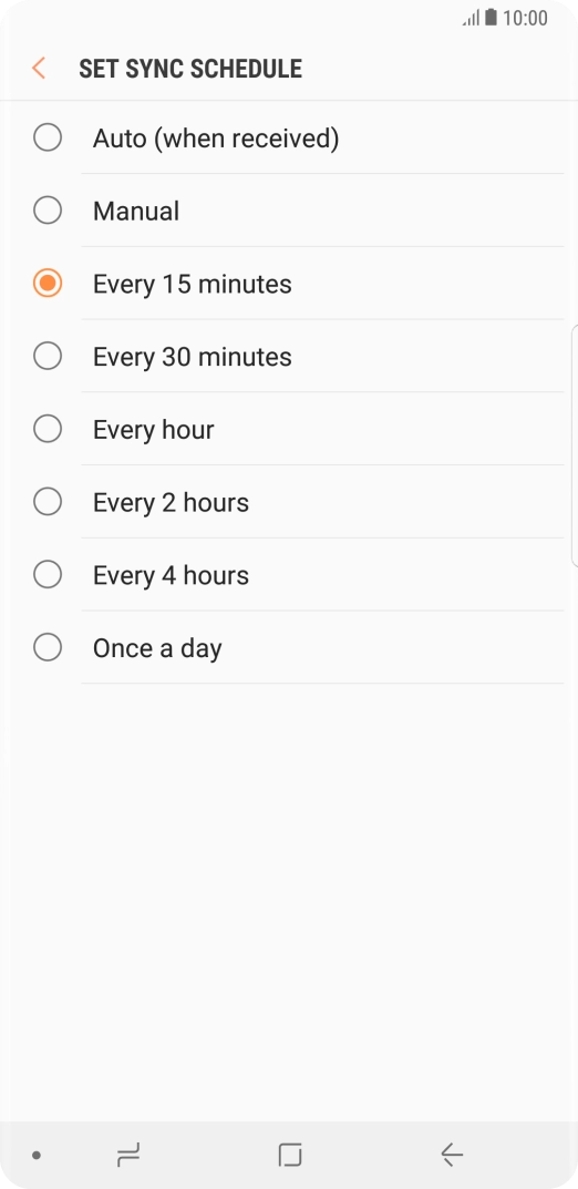 Press the required setting.