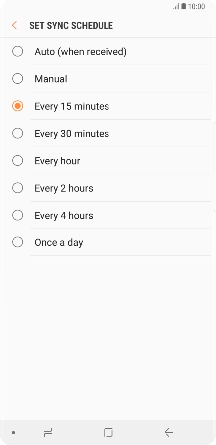 Press the required setting.