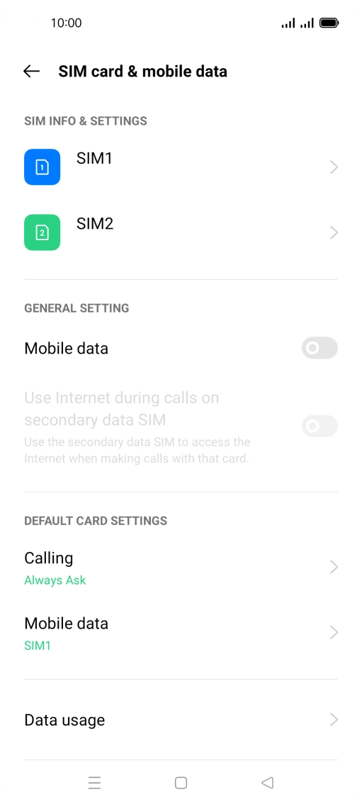 Press the required SIM.