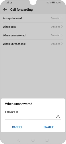 Key in +447953222222 and press ENABLE.