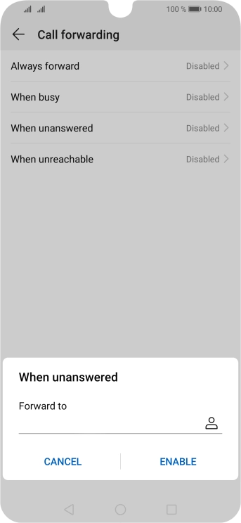 Key in +447953222222 and press ENABLE.