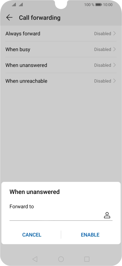 Key in +447953222222 and press ENABLE.