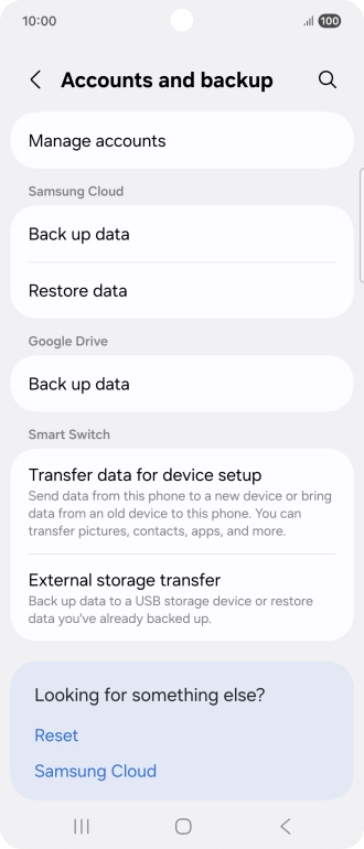 Press Manage accounts.