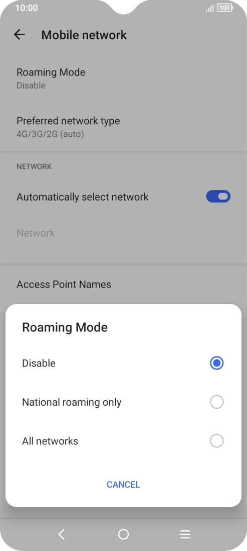 Press the required setting to turn the function on or off.