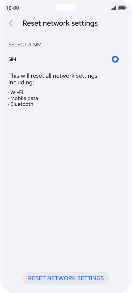 Press RESET NETWORK SETTINGS.