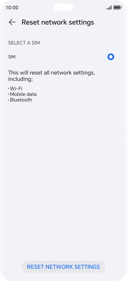 Press RESET NETWORK SETTINGS.