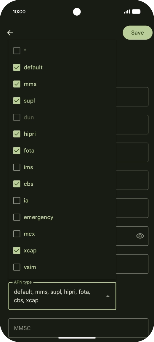 Press mms to turn on the setting.