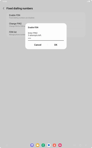 Key in your PIN2 and press OK. The default PIN2 is 0000.