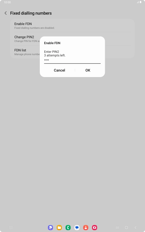 Key in your PIN2 and press OK. The default PIN2 is 0000.