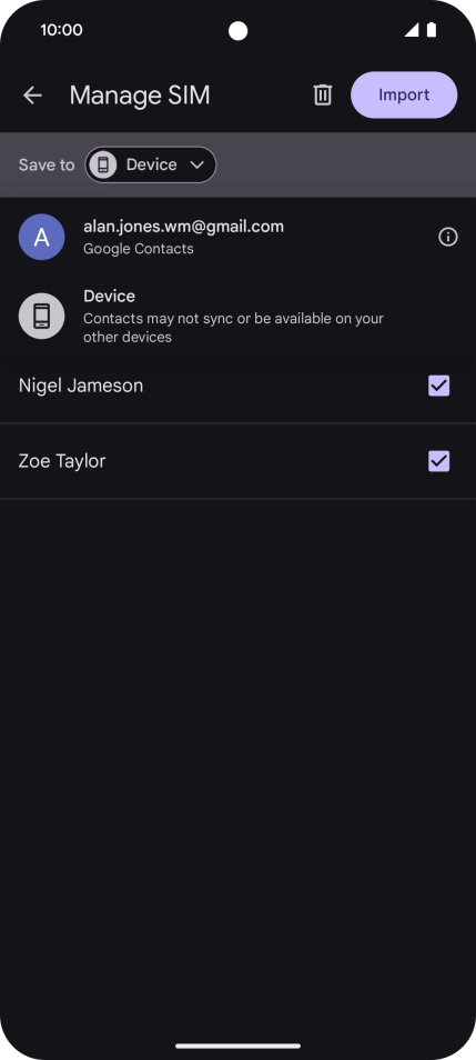 Press the required Google account.