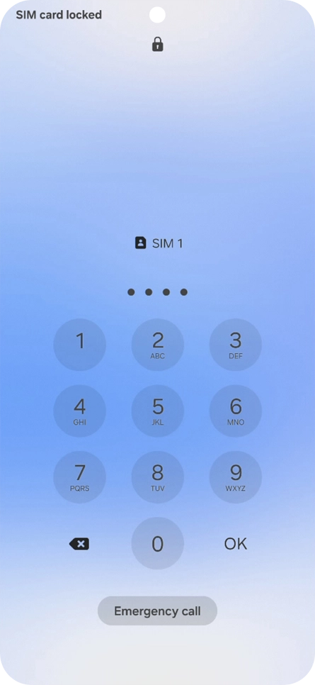 If your SIM is locked, key in your PIN and press OK. The default PIN is 1111.
