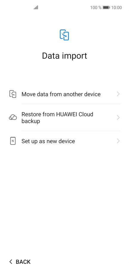 You can transfer the contents of another phone to your phone when it's activated for the first time and after a factory reset. When this screen is displayed, your phone is ready to transfer contents from another phone.
