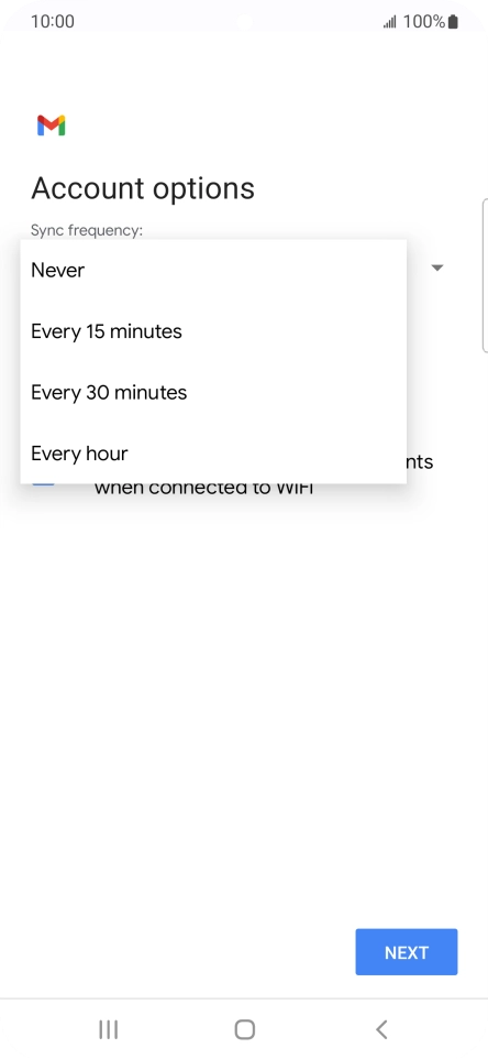 Press the required setting.