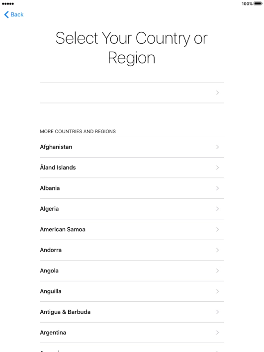 Press the required country or area.