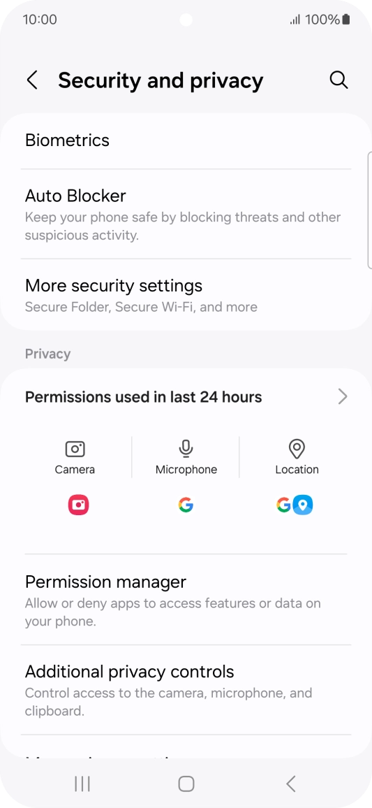 Press More security settings.