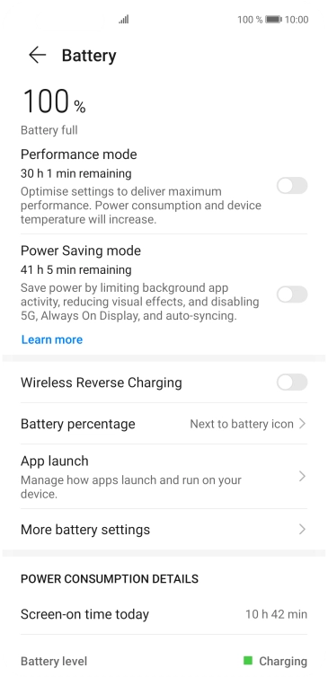 Press the indicator next to the required setting to turn on the function.