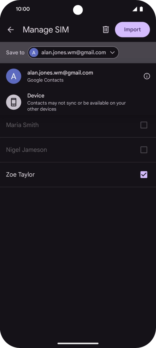 Press the required Google account.