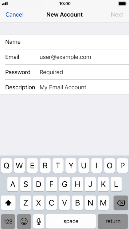 Press Email and key in your email address.