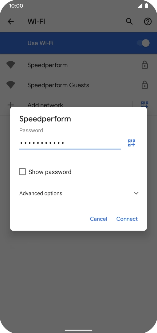 Key in the password for the Wi-Fi network and press Connect.