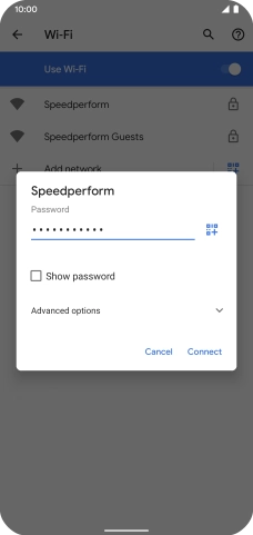Key in the password for the Wi-Fi network and press Connect.