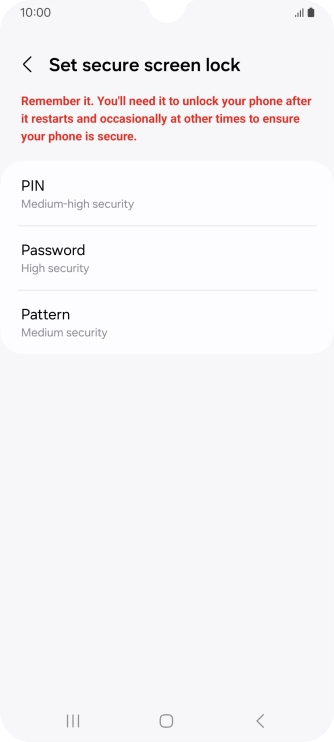 Press the required phone lock code and follow the instructions on the screen to create an additional phone lock code.