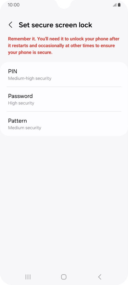 Press the required phone lock code and follow the instructions on the screen to create an additional phone lock code.