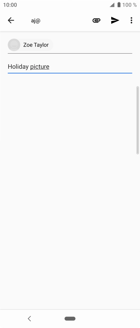 Press the text input field and write the text for your email.
